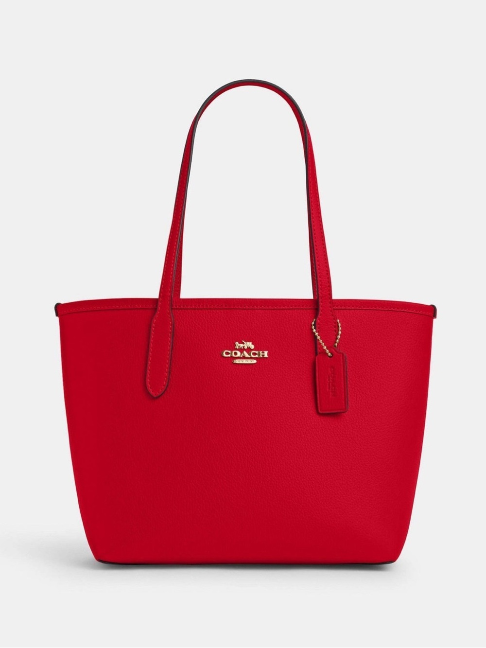 Coach Red Small City Leather Tote Bag
